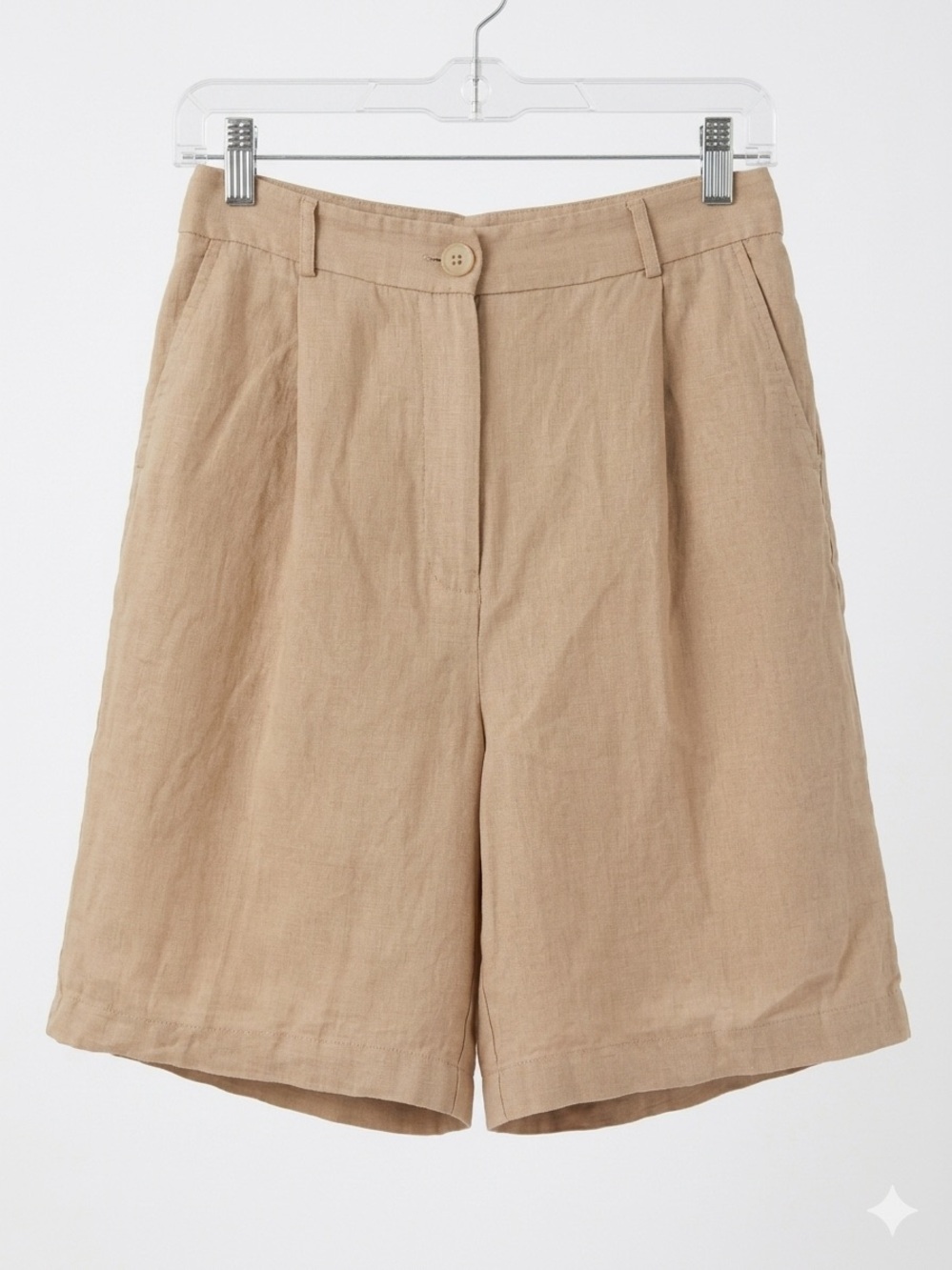 High-Rise Bermuda Shorts in Light Brown